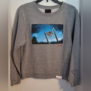 Diamond Supply Co. Gray and Blue Graphic Crewneck Sweater